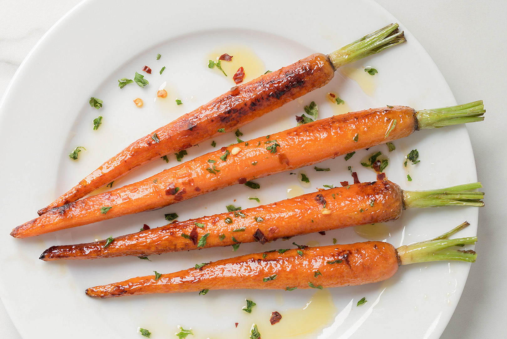 Roasted Nantes Carrots Topped with Tops