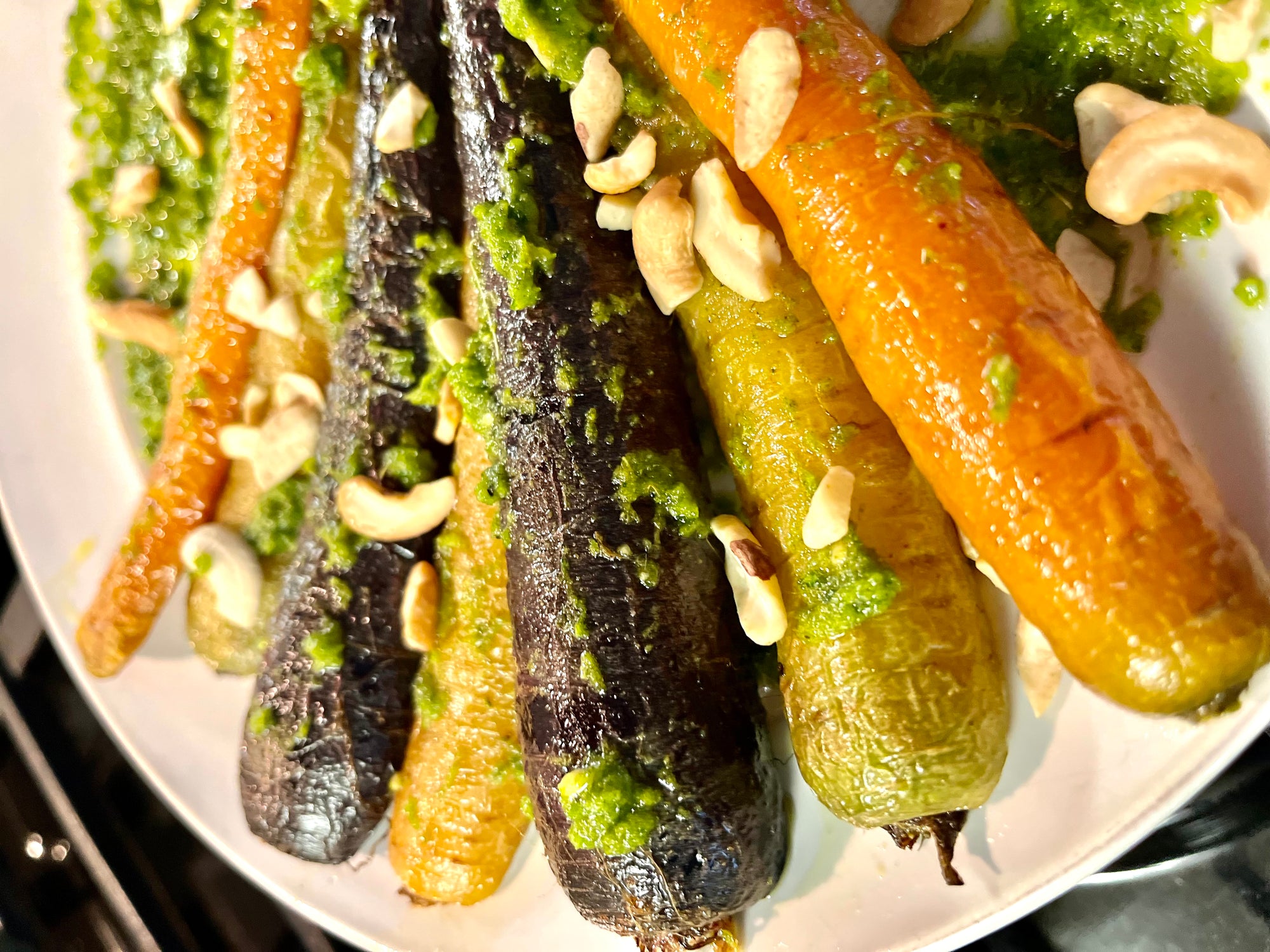 Roasted Rainbow Carrots with Carrot Top and Kale Pesto by Chef Tara Middleton