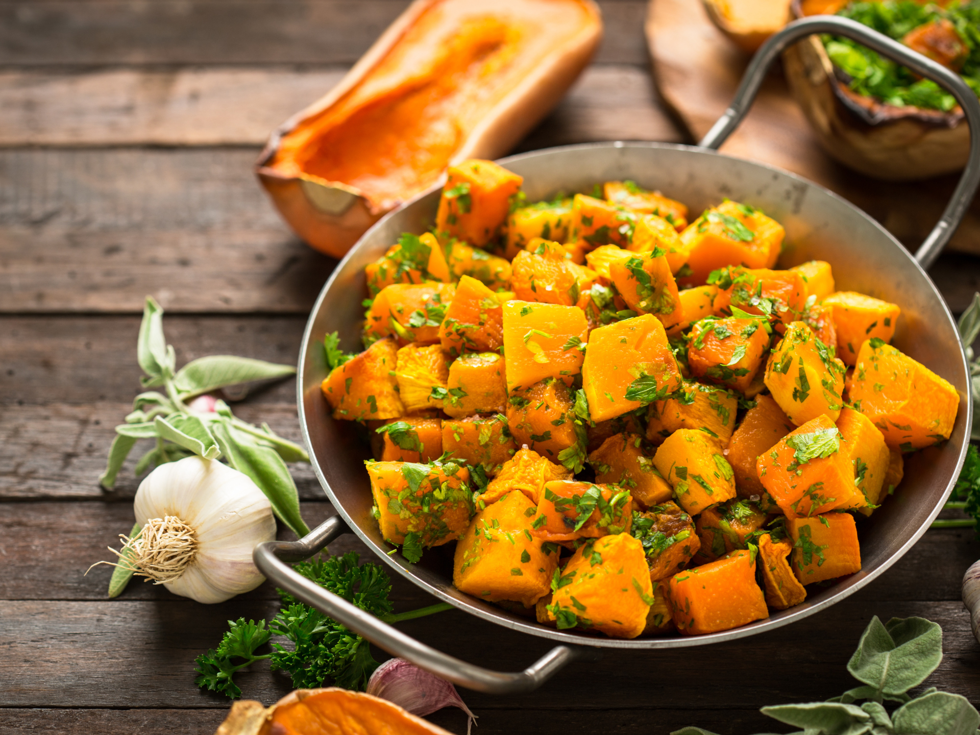 Stevia-Glazed Butternut Squash with Avocado and Herb Drizzle